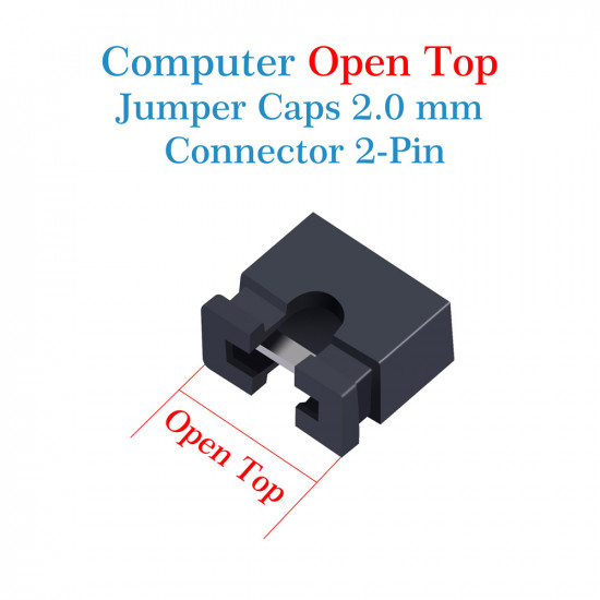 Standard Computer Jumper Caps Header Pin Shunt Short Circuit 2-Pin Connector Open Top 2.0mm-Black