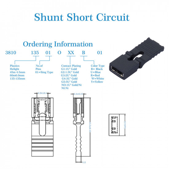 Standard Computer Jumper Caps with Handle Pin Shunt Short Circuit 2-Pin Connector 2.54mm-Black