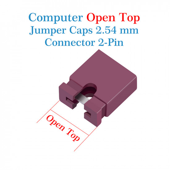 Computer Jumper Caps Header Pin Shunt Short Circuit 2-Pin Connector Open Top 2.54mm-Red