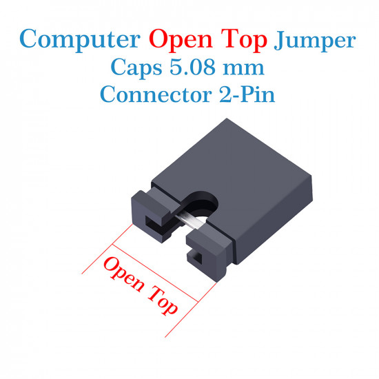 Standard Computer Jumper Caps Header Pin Shunt Short Circuit 2-Pin Connector Open Top 5.08mm-Black