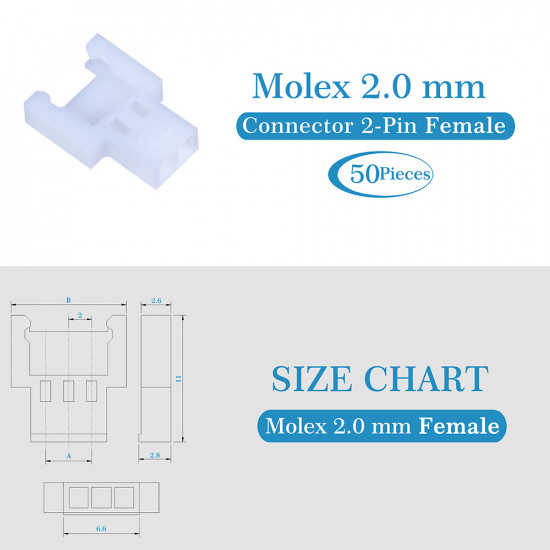 Molex 2.0 mm 2-Pin Connector Kit