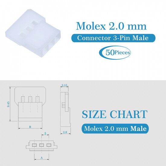 Molex 2.0 mm 3-Pin Connector Kit