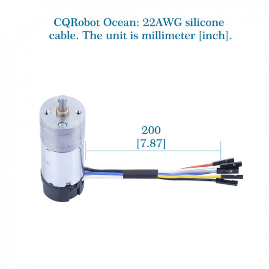   Ocean: 98.78:1 LP Metal DC Geared-Down Motor 25Dx70.5L mm 2.5W/6V，with 48 CPR Encoder and Fix Bracket.