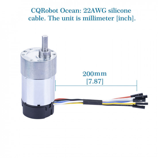 Ocean: 43.8:1 Metal DC Geared-Down Motor 37Dx65L mm 6V  or 12V, with 64 CPR Encoder and Mounting Bracket. 