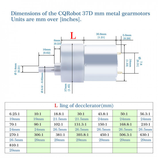 30:1 Metal DC Geared-Down Motor 37Dx49.8L mm 6V or 12V, with Mounting Bracket. 