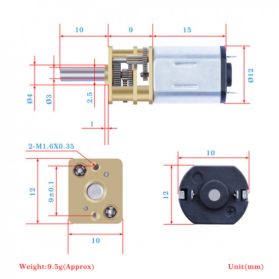 298:1 Micro Metal Gearmotor LP 6V（2PCS）