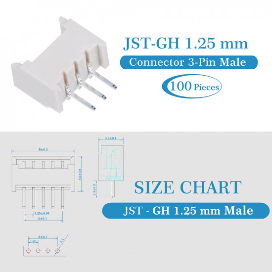 JST GH 1.25mm Pitch 3 Pin JST Connector Kit