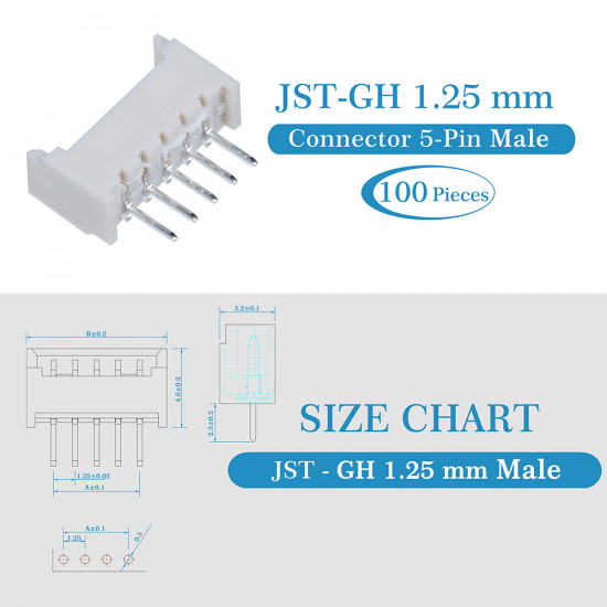 JST GH 1.25mm Pitch 5 Pin JST Connector Kit