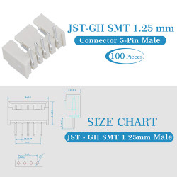 JST GH SMT 1.25mm Pitch 5 Pin JST Connector Kit