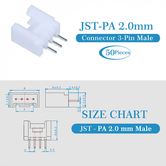 JST PA 2.0 mm 3-Pin Connector Kit