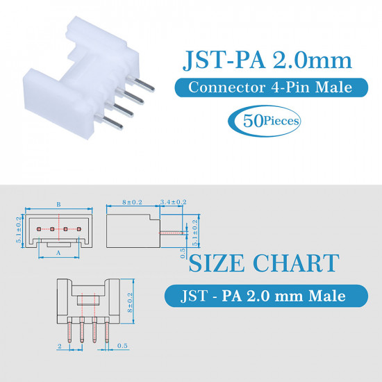 JST PA 2.0 mm 4-Pin Connector Kit