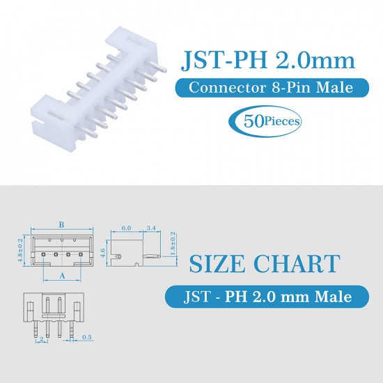 JST PH 2.0 mm 8-Pin Connector Kit