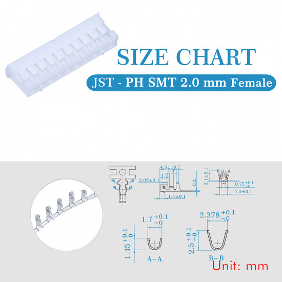 JST PH SMT 2.0 mm 10-Pin Connector Kit