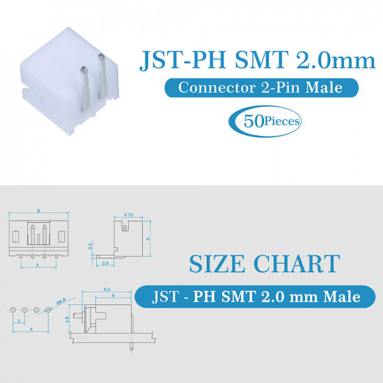 JST PH SMT 2.0 mm 2-Pin Connector Kit