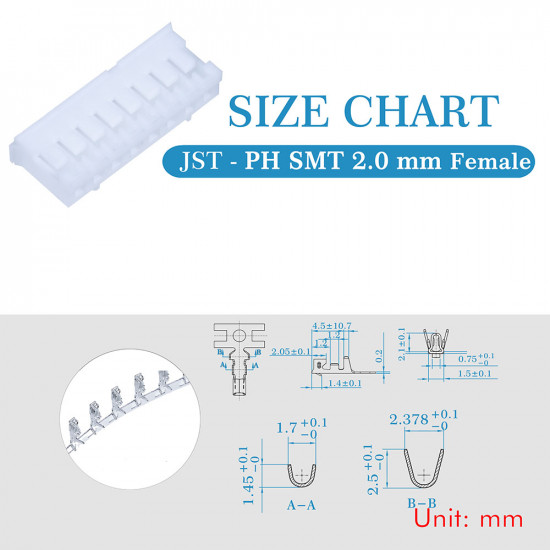 JST PH SMT 2.0 mm 8-Pin Connector Kit