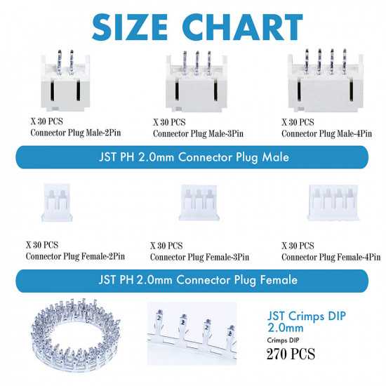 JST PH SMT - 2 / 3 / 4 Pin Connector Kit