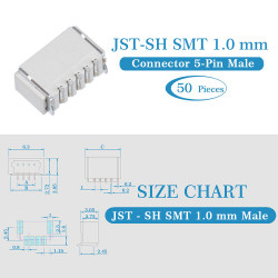 JST SH SMT 1.0mm Pitch 5 Pin JST Connector Kit