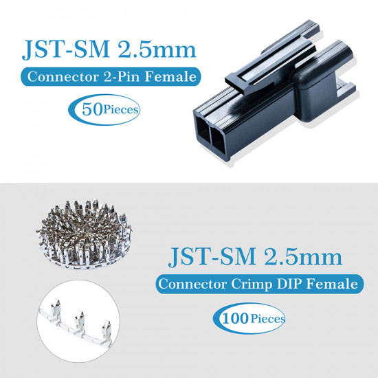 JST SM 2.5 mm 2-Pin Connector Kit