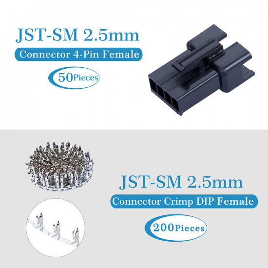 JST SM 2.5 mm 4-Pin Connector Kit