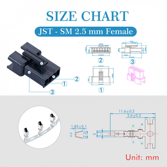 JST SM 2.5 mm 4-Pin Connector Kit