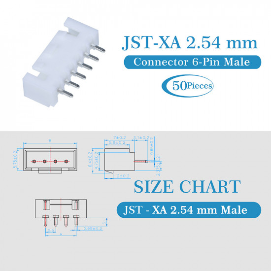 JST XA 2.54 mm 6-Pin Connector Kit