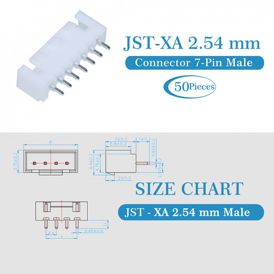 JST XA 2.54 mm 7-Pin Connector Kit