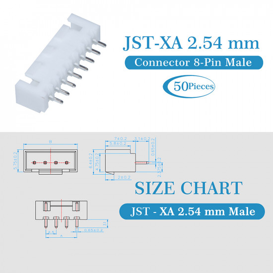 JST XA 2.54 mm 8-Pin Connector Kit