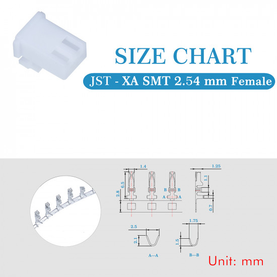 JST XA SMT 2.54 mm 2-Pin Connector Kit