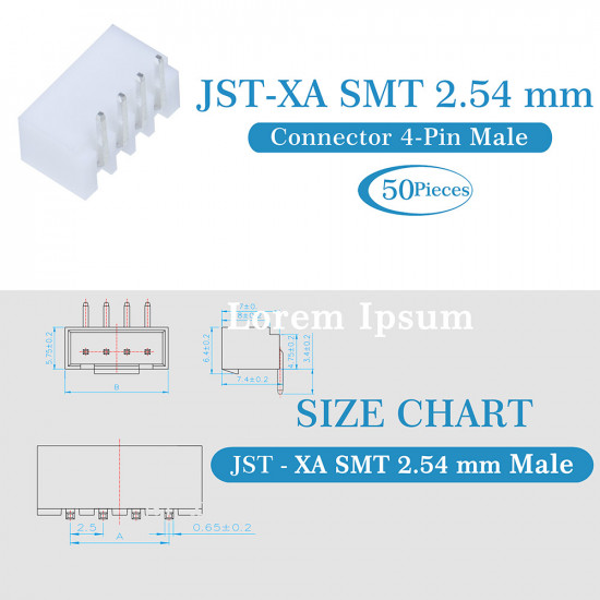 JST XA SMT 2.54 mm 4-Pin Connector Kit