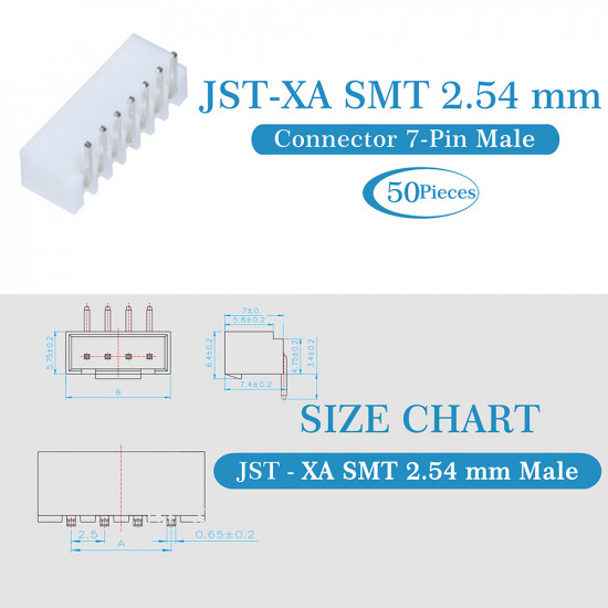 JST XA SMT 2.54 mm 7-Pin Connector Kit