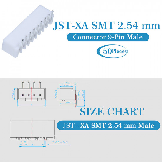 JST XA SMT 2.54 mm 9-Pin Connector Kit