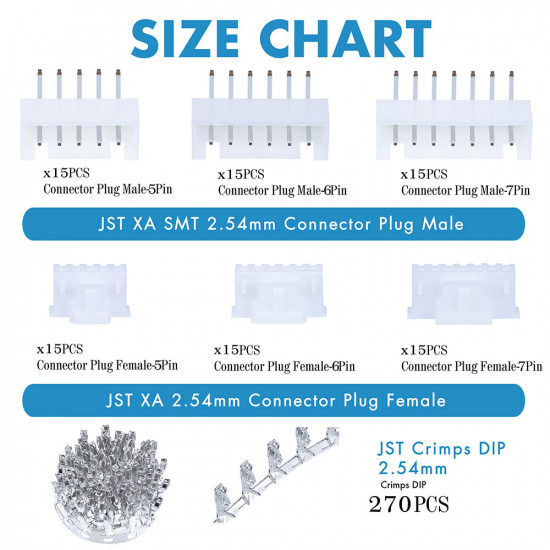 JST XA SMT - 5 / 6 / 7 Pin Connector Kit