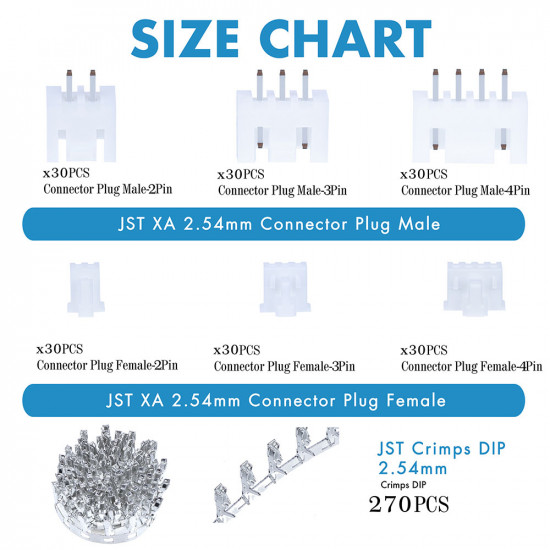 JST XA - 2 / 3 / 4 Pin Connector Kit