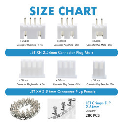 JST XH - 2 / 3 / 4 Pin Connector Kit