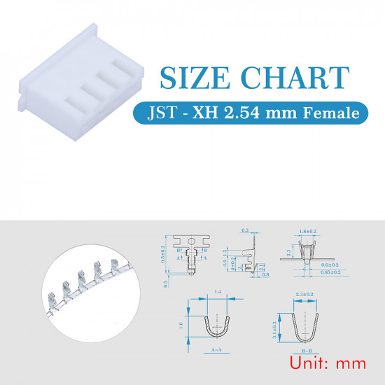 JST XH 2.54 mm 4-Pin Connector Kit