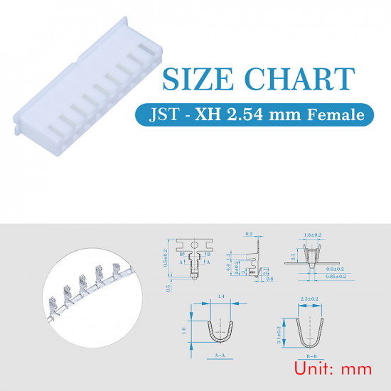 JST XH 2.54 mm 9-Pin Connector Kit