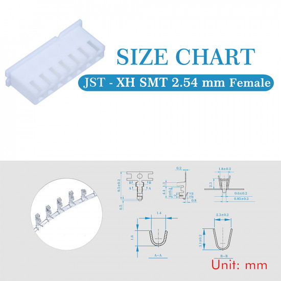 JST XH SMT 2.54 mm 7-Pin Connector Kit