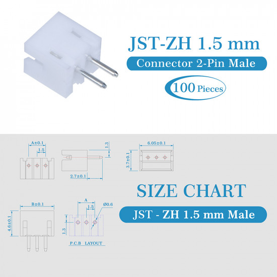 JST ZH 1.5 mm 2-Pin Connector Kit