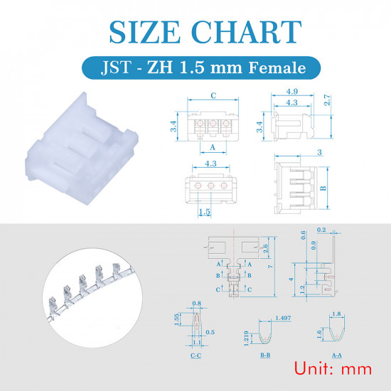 JST ZH 1.5 mm 3-Pin Connector Kit