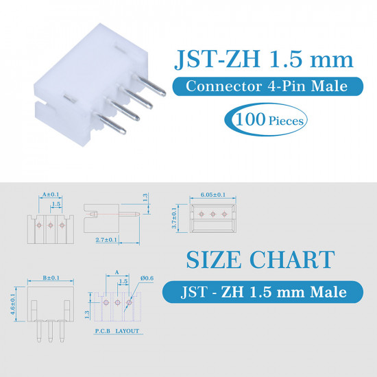 JST ZH 1.5 mm 4-Pin Connector Kit