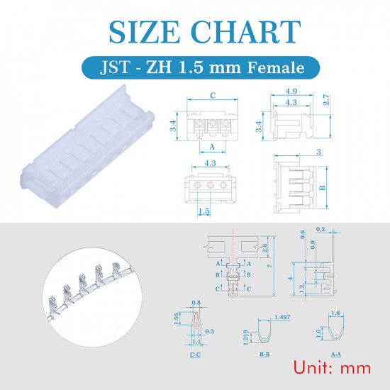 JST ZH 1.5 mm 9-Pin Connector Kit