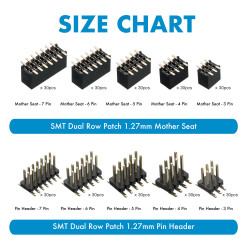 SMT Dual Row Patch 1.27mm - 3 / 4 / 5 / 6 / 7 Pin Mother Seat and Pin Header Kit