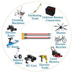 30A - XT60 Male / Female Terminal to 2.5-4 OT Terminal (M4) Connector Adapter Cable