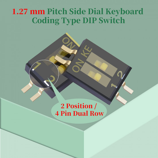 1.27 mm Pitch 2 Position / 4 Pin Dual Row SMT Patch DIP Switch