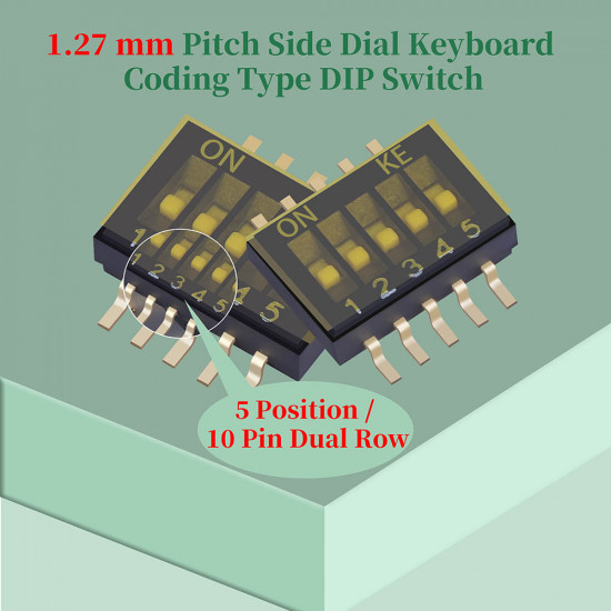 1.27 mm Pitch 5 Position / 10 Pin Dual Row SMT Patch DIP Switch