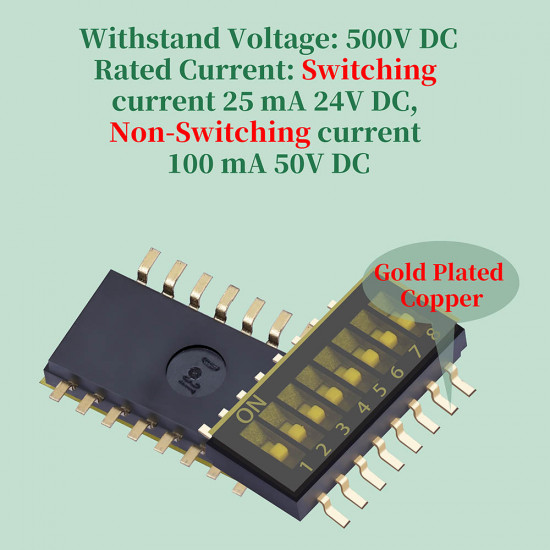 1.27 mm Pitch 8 Position / 16 Pin Dual Row SMT Patch DIP Switch