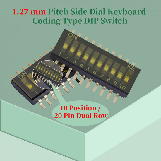 1.27 mm Pitch 10 Position / 20 Pin Dual Row SMT Patch DIP Switch