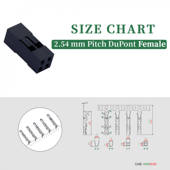 2.54 mm DuPont Double Row 2-Pin Female Connector Kit