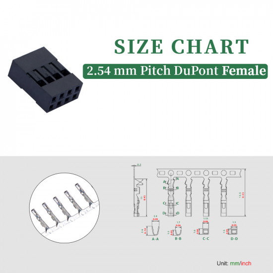 2.54 mm DuPont Double Row 4-Pin Female Connector Kit