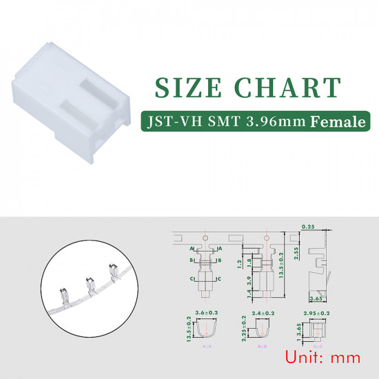 JST VH SMT 3.96 mm 2-Pin Connector Kit